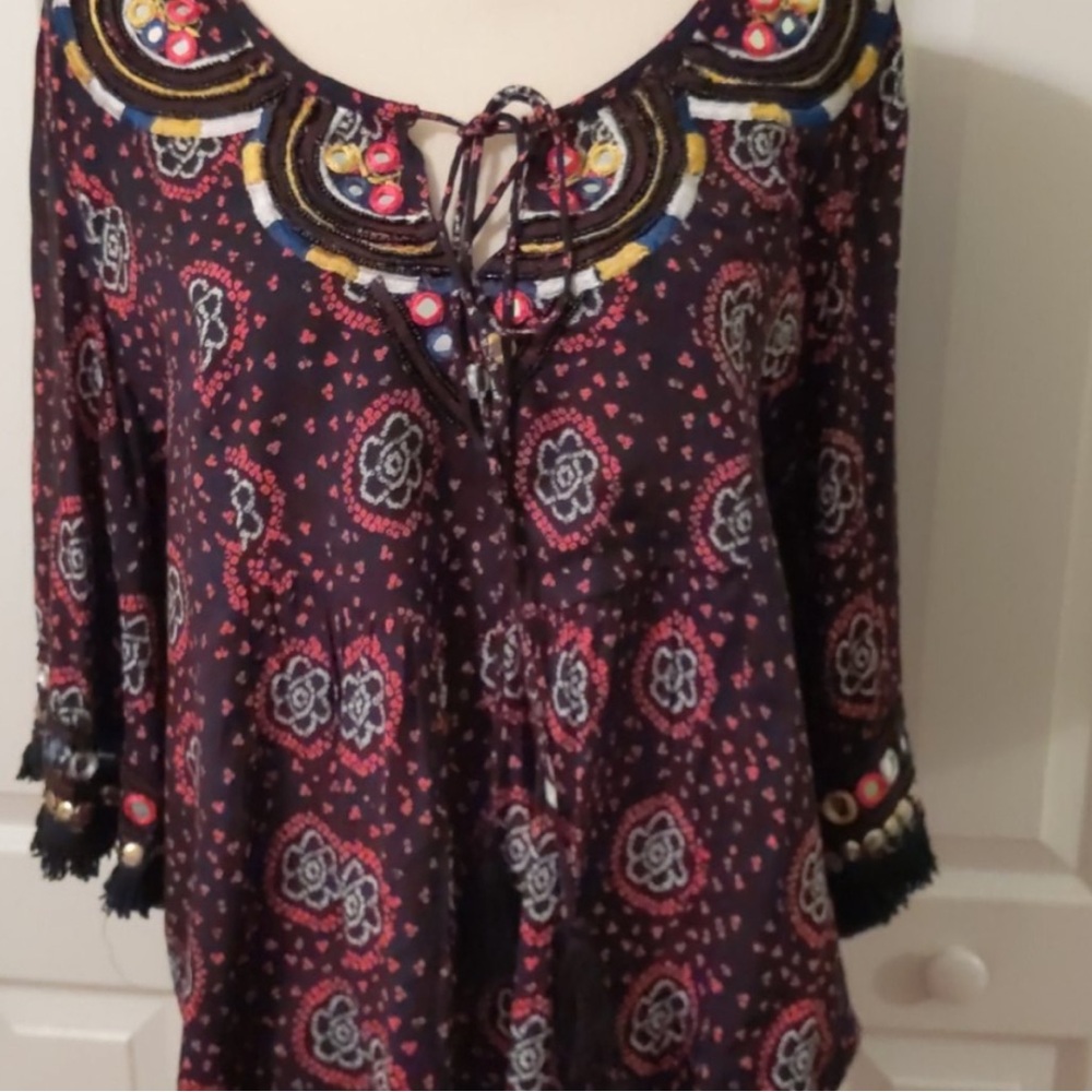 Anthropologie Raga jeweled boho top